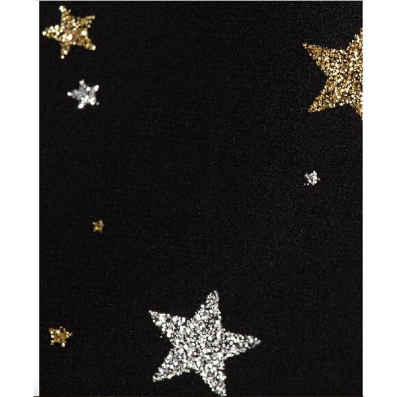 Privacy Please Ford Black Metallic Gold Silver Star Deep V Short Sleeve Dress XS - Picture 8 of 15